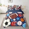 thumbnail image 2 of Manfei Football Soccer Baseball 7-Piece Twin Bedding Sets,Sport Theme Bedding Comforter Set,Ball Gamer Breathable Sheet Sets,Breathable Stars Room Decorative,Reversible, 2 of 7