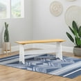thumbnail image 2 of Linon Delk Wood 2 Tone Large Backless Bench in Honey and White, 2 of 16