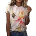 thumbnail image 3 of Bee And Flowers T-Shirts Casual T-Shirt Short Sleeve Women Trendy Tshirt Beach Custom Tops, 3 of 5