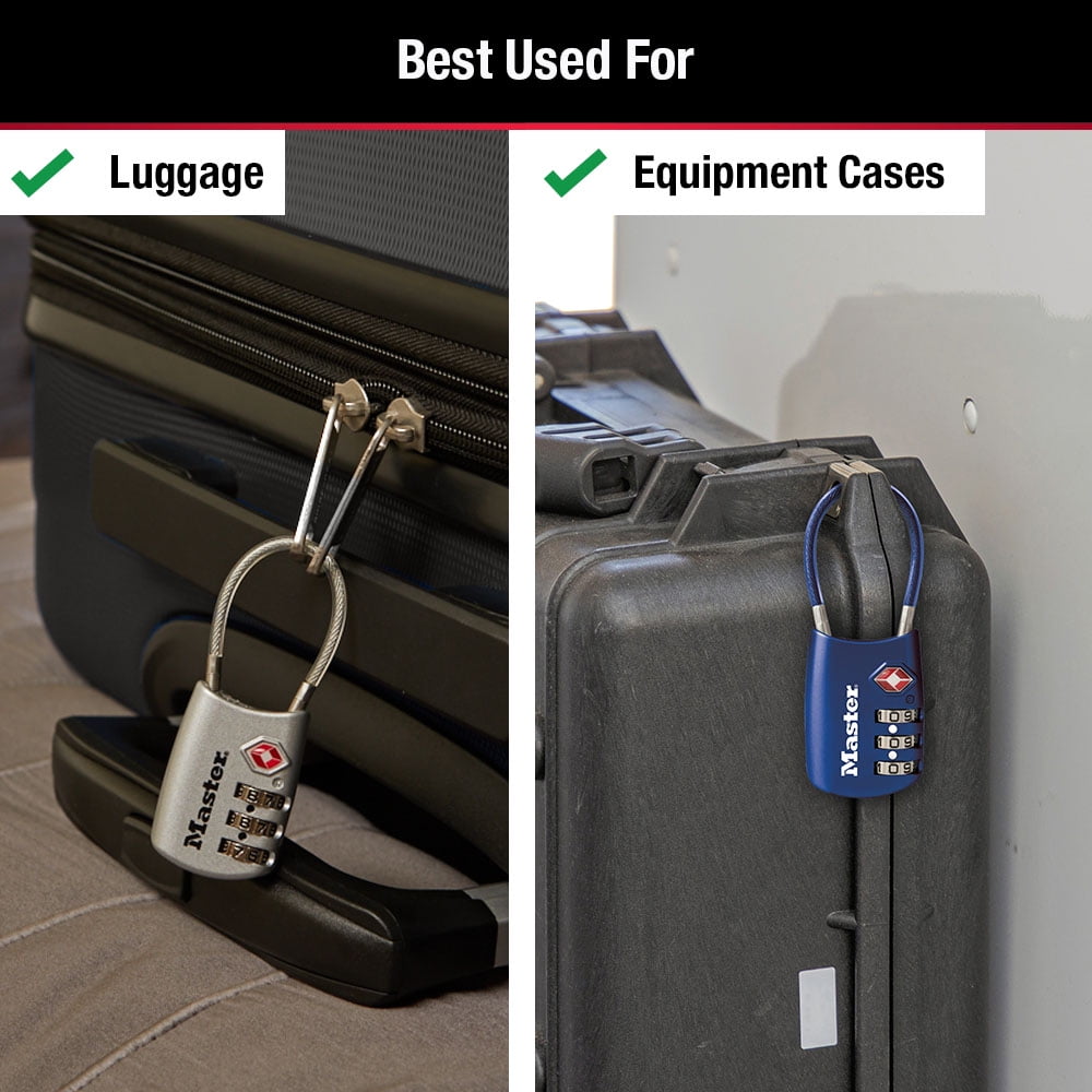 (6 pack) Master Lock TSA Approved 3 Dial Resettable Combination Luggage Lock, Color Variety