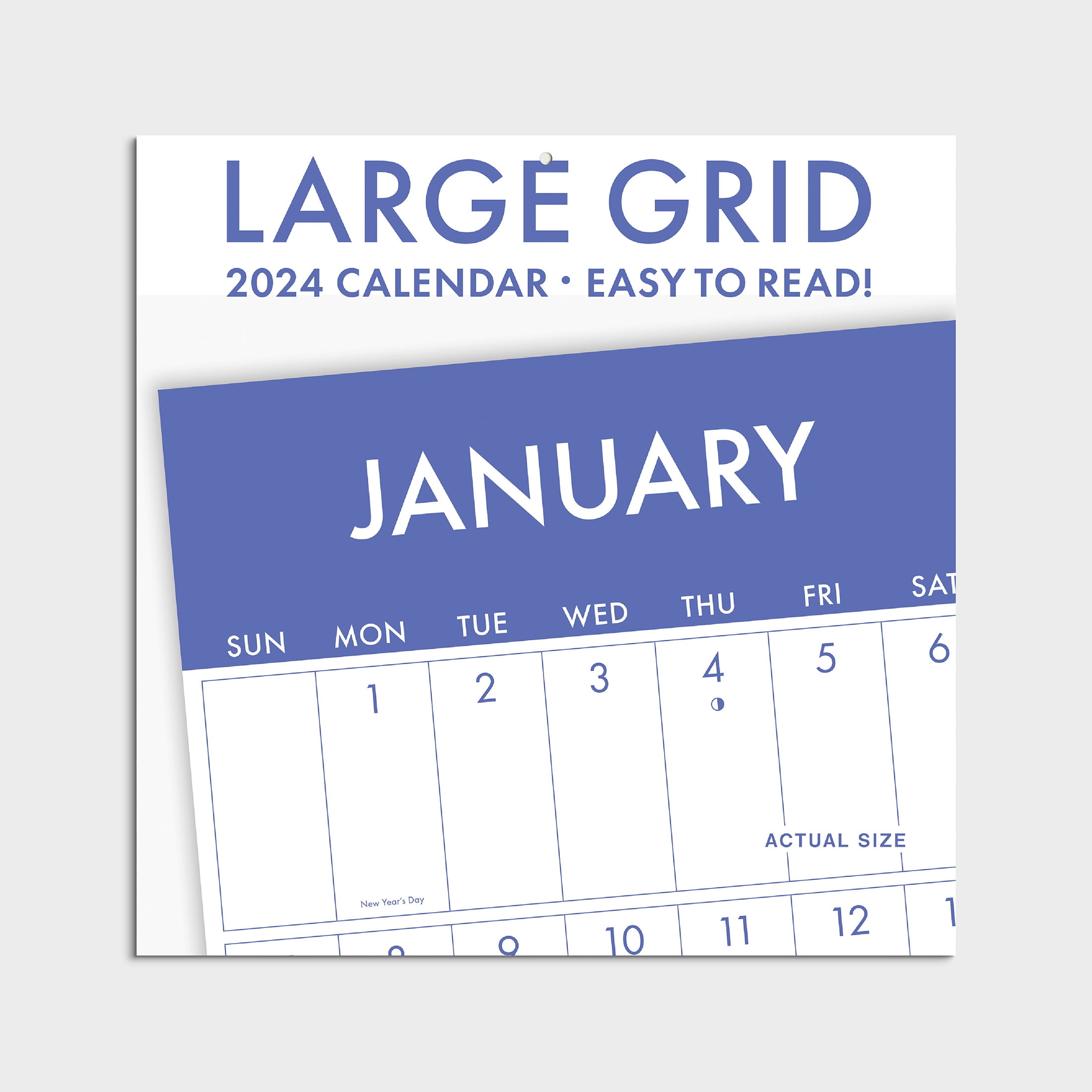 202412 Month Hanging Wall CalendarLarge Grid Perriwinkle12x12 by
