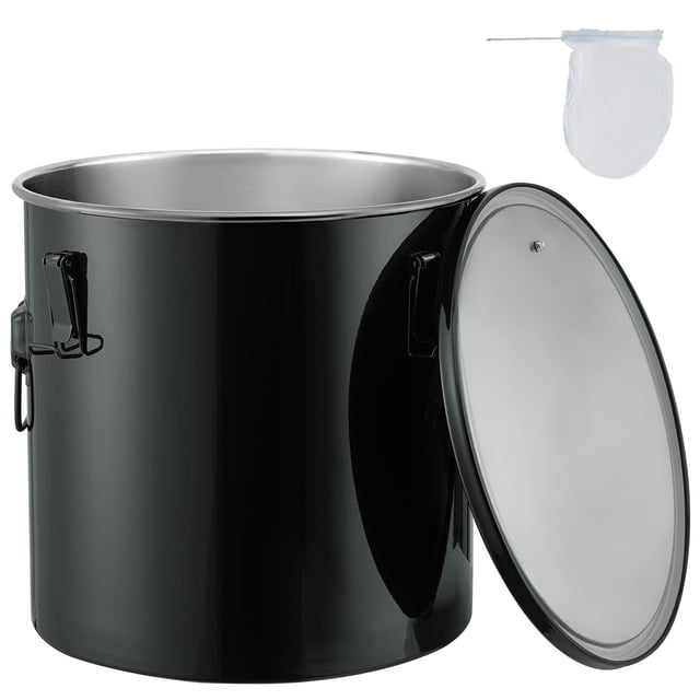 VEVOR 8 Gal Oil Fryer Grease Bucket Disposal Caddy Stainless Steel Fryer Oil Bucket Rust-Proof Coating Oil Transport Container with Lock Clips