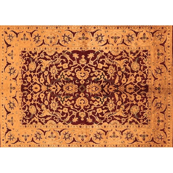 Ahgly Company Indoor Rectangle Oriental Orange Traditional Area Rugs, 8' x 10'