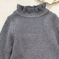 thumbnail image 5 of BLVB Newborn Baby Girls Knit Sweater Ruffle Long Sleeve Mock Neck Ribbed Knit Sweaters Toddler Solid Color Pullover Kid Tops(Gray,5-6Years), 5 of 6