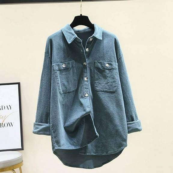 HaoXianJian Women's Shirt Long Sleeve V-Neck T-Shirt, Button Up Spring Tops for Women Solid Blouse Going Out Tops Loose Fits Tshirts for Women L-XL Sweatshirt for Women