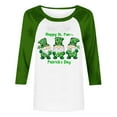 thumbnail image 4 of Craaazy Women's St. Patrick's Day Tshirts Irish Clover Prints Crew Neck 3/4 Sleeve Shirts, 4 of 5