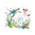 thumbnail image 4 of 2 piezas Sea World Pegatinas de pared Pegatizas de pared de tortuga Pantalla de arte de bricolaje debajo World Scenery para el fondo de la, 4 of 9
