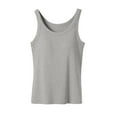 thumbnail image 3 of Tank Tops for Women Built-in Bra Tank Tops Casual Crew Neck Sleeveless T Shirts Ribbed Fitted Summer Tops New Gray XXL, 3 of 6