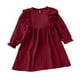 thumbnail image 1 of Odeerbi Niñas Ruffle Manga Larga Vestido de Algodón Primavera Verano Retro Vintage Princesa Vestidos Color Sólido Cuello Redondo Vestido, 1 of 8