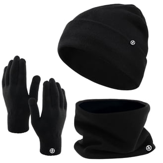 Rirool Winter 3 in 1 Scarf Hat Glove Set for Men Women 