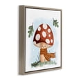 thumbnail image 3 of Stupell Industries Happy Mushroom in Scarf Floral Painting Brown Floater Framed Canvas Art Print Wall Art, 25 x 25, 3 of 9