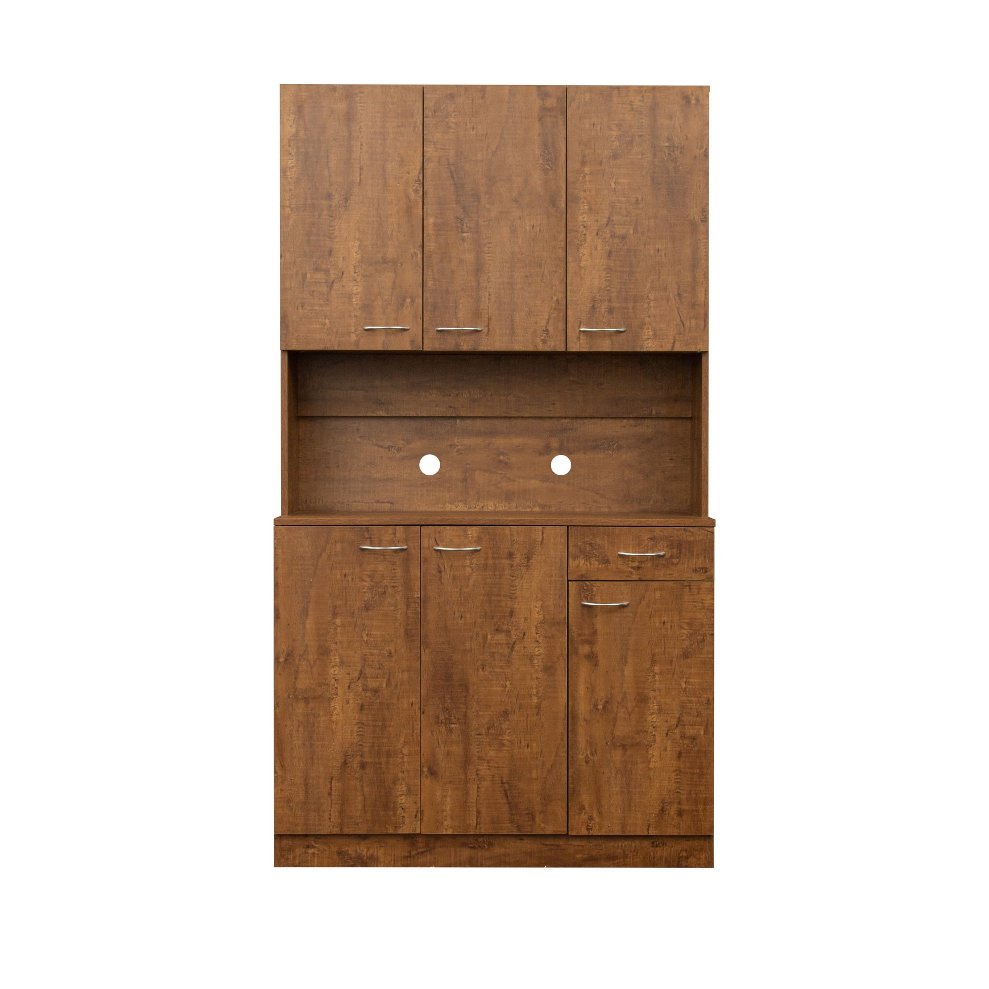 Walnut 71" Hinged Door Cabinet with Drawer and Shelves