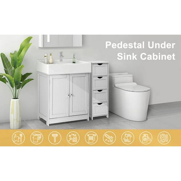 Bonnlo Pedestal Under Sink 2 Doors Traditional Bathroom Cabinet Space Saver Organizer 23 5/8 x 11 7/16 x 23 5/8