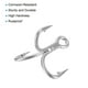 thumbnail image 5 of Ganchos triples de pesca Uxcell 4#, ganchos de pesca triples de alta resistencia de acero al carbono para agua salada, plata 10 piezas, 5 of 6
