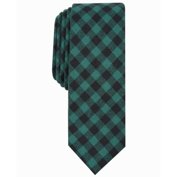 Men's Black Freeman Check Plaid Neck Tie Cotton Not Applicable