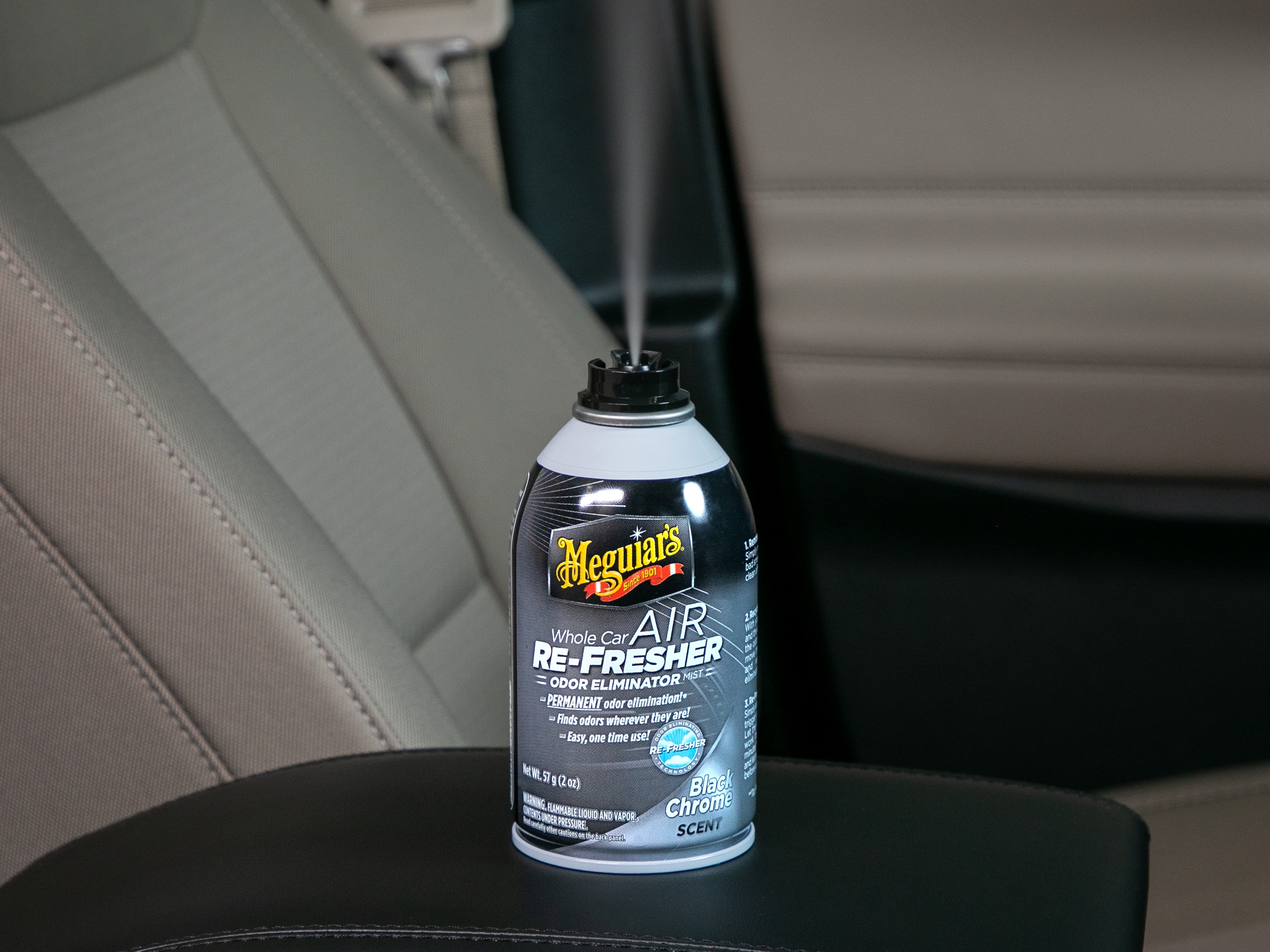 Meguiar's G181302 Whole Car Air Re-Fresher Odor Eliminator Mist, Black  Chrome Scent, 2 oz