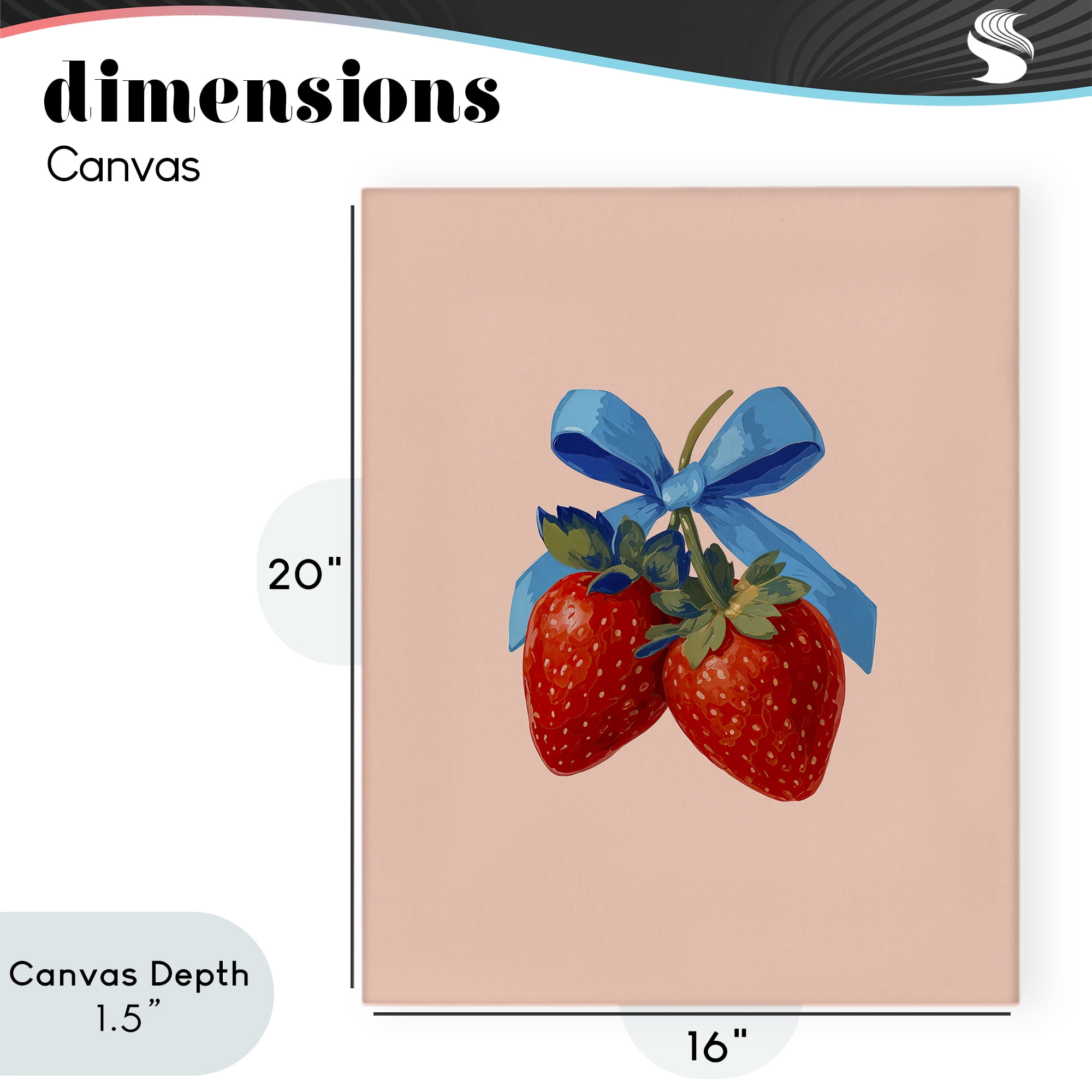 Stupell Industries Strawberry Pair with Blue Bow Canvas Wall Art, design by Imagine It Images