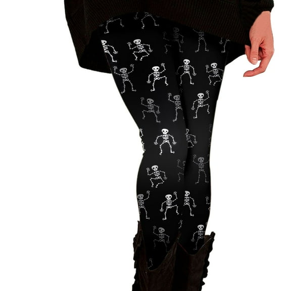 Tummy Control Leggings for Women Bat Dot Printed High Waist Athletic Tights Yoga Pants,Black,S