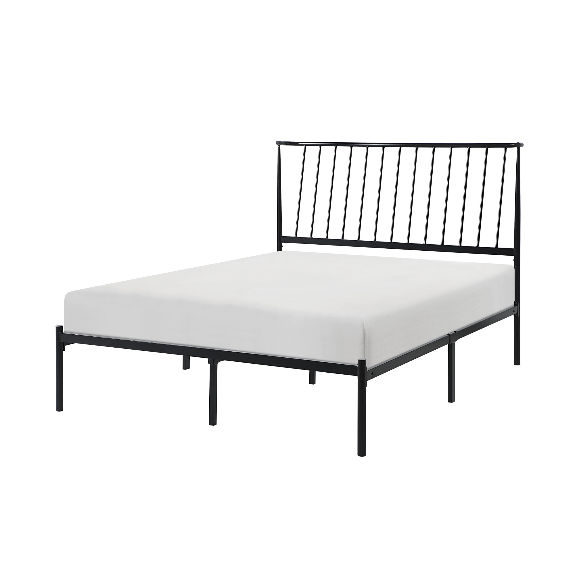 Weston Home Belisse Metal Platform Full Bed with Curved Metal Headboard, Black