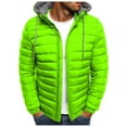 thumbnail image 2 of KaLI_Store Men Coat Clearance Fall Winter Men's Solid Hood Jacket Fashion Cotton Padded Jacket Men's Warm Cotton Puffer Jacket Green,M, 2 of 5
