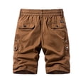 thumbnail image 4 of Shorts de Course pour Hommes Taille Élastique Jambe Droite Extérieur Décontracté Bermuda Cargo Café 32, 4 of 4