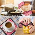 thumbnail image 3 of Red Pink Modern Art Geometric Kitchen Oven Mitt and Pot Holder Sets 4 Pcs for Baking, Cooking and Grilling, Heat Resistant Up To 392 °F, 3 of 6