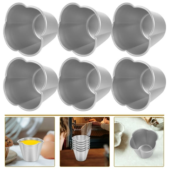 Raindrops Silver Aluminum Alloy Pudding Molds for Steaming Perfect for Home Use 6 Pcs Nonstick Surface