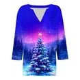 thumbnail image 5 of 3/4 Sleeve Holiday Tops for Women Christmas Outfits V Neck Loose Fit Funny Graphic Tee Shirts Festive Clothes (2XL, Purple), 5 of 5