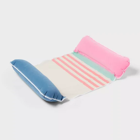 Open Box SUN SQUAD HAMMOCK MESH STRIPED - INFLATABLE POOL FLOAT FOR AGES 14+ - MULTICOLOR