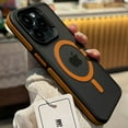 thumbnail image 1 of New Bicolor Matte Frosted Magnetic Phone Case For iPhone 16 15 14 Plus 13 12 11 Pro Max Translucent Shockproof Bumper Hard Cover orange For iPhone 15 ProMax, 1 of 6