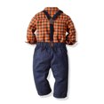 thumbnail image 2 of OBEEII Toddle Kids Formal Suit Gentleman Shirts with Bowtie + Suspender Pants Overalls Clothes 6M - 5T, 2 of 6