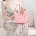 thumbnail image 5 of Mini Semi-circle Rattan Straw Bag, Hand-woven Women Summer Retro Beach Tote Shoulder Bag Crossbody Travel Beach Bag, 5 of 6