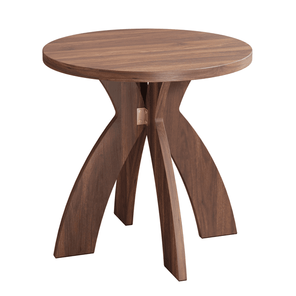 Round Side Table, 23.6 Inch Circular End Table with Curved Cross Legs, Melamine Laminated MDF Accent Table for Living Room, Bedroom, Balcony, Walnut