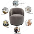 thumbnail image 6 of Swivel Barrel Chair, 360 Degree Swivel Small Single Sofa with Wooden Frame and Upholstered, Modern Round Accent Armchairs for Indoor, Living Room, Dining Room, Bedroom and Shopping Mall, Gray, 6 of 8