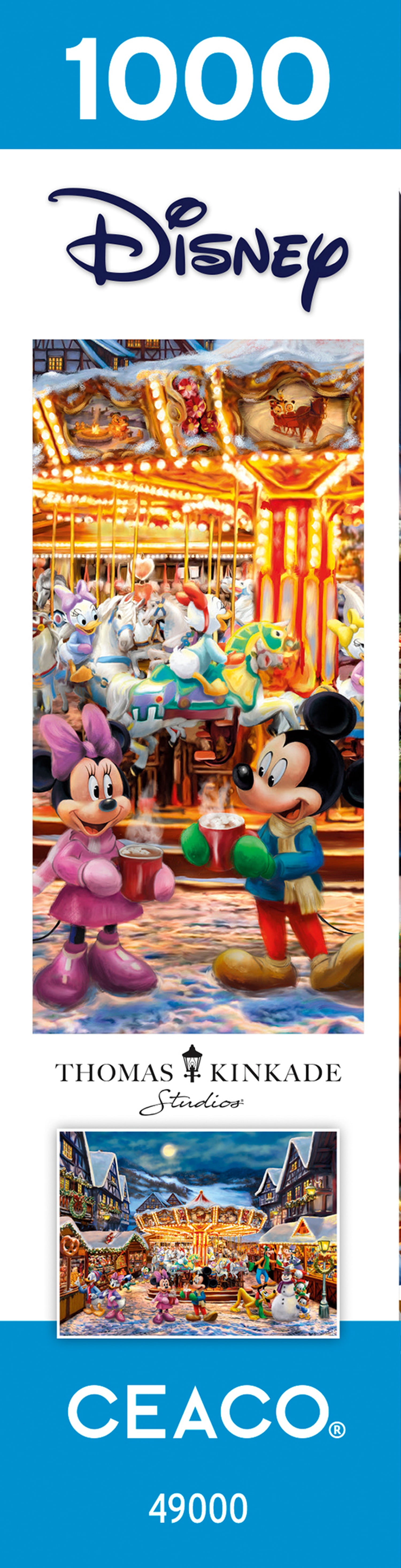 Ceaco Thomas Kinkade Disney Mickey and Minnie Christmas Market 1000-Piece Interlocking Jigsaw Puzzle for Adults Ages 14+