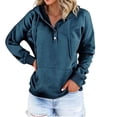 thumbnail image 3 of Pullover Hoodies for Women 2025 Long Sleeve Button Plain Hooded Sweatshirt with Pockets Pullover Tops, 3 of 5