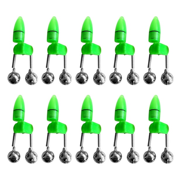 Campana de alarma Luz de alarma de cebo de mordida de caña de pescar nocturna LED de 10 piezas con i Tomshoo Campana de alarma