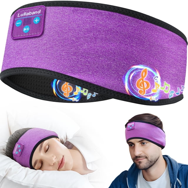 Lullaband Auriculares para dormir, inalámbricos Bluetooth deportivos con diadema con altavoces estéreo integrados de alta fidelidad, auriculares para dormir para hombres y mujeres, yoga, entrenamiento