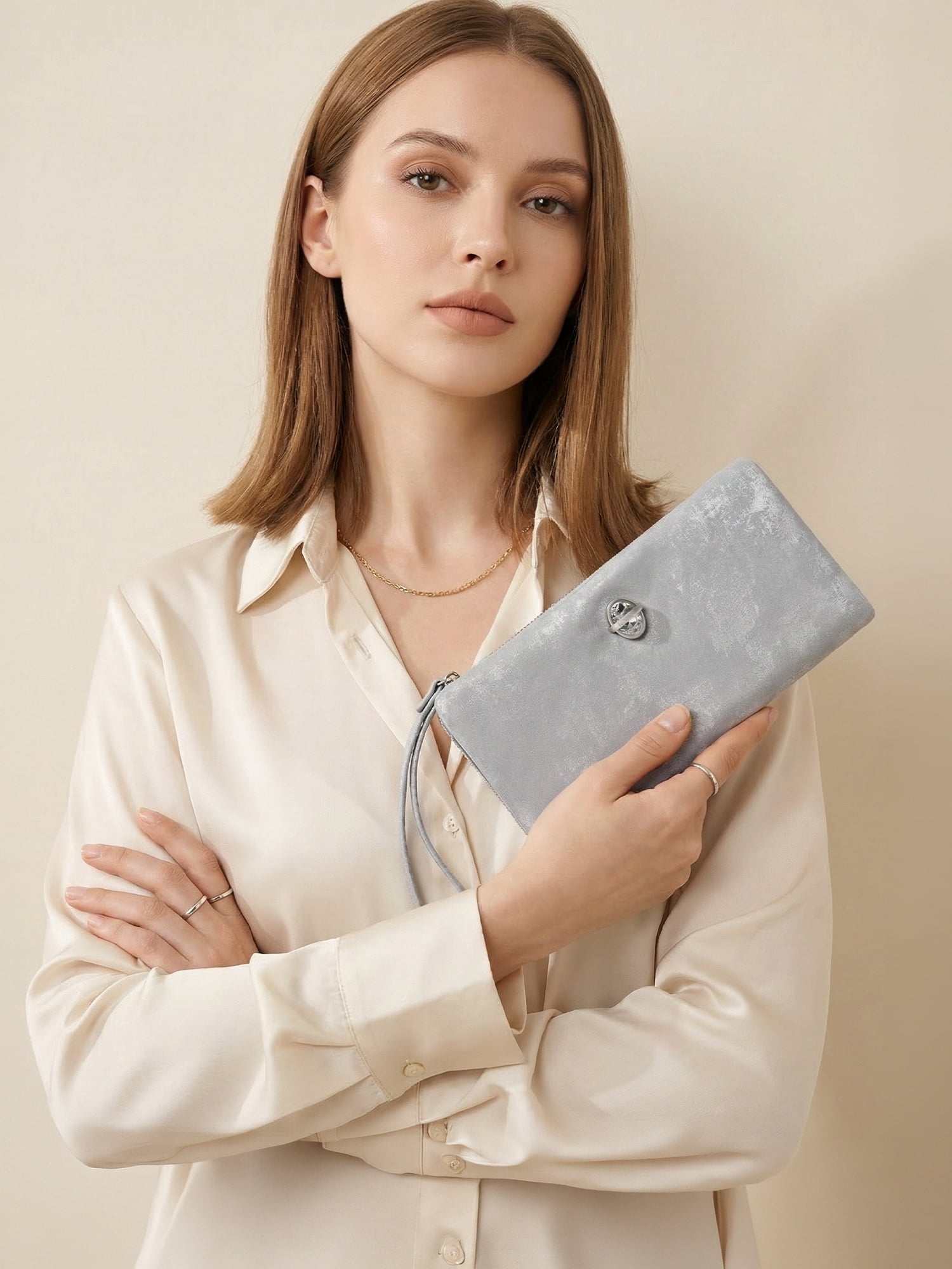Punplita Women Wallet Leather Long Wallets for Women with Zipper and Card Holder