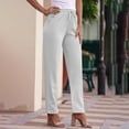 thumbnail image 7 of Laqbezok Women's Cotton Linen Pants, High Waist Drawstring Casual Loose Trousers with Pockets for Summer Beach Travel Vacation, 7 of 7