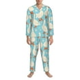 thumbnail image 4 of Bingfone Men'S Pajama Set 2 Piece Loungewear Pjs, Long Sleeve With Pajama Pants-White Geese And Flower, 4 of 9