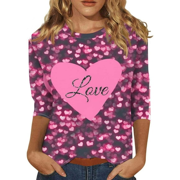 Alitao Sweatshirt for Women Long Sleeve Shirts Couples Shirts Christmas Shirts For Women Xmas Print Tops Cotton Crewneck Pullover Blouse Tunic Tshirts Couples Gifts Fall Outfits Pink XL