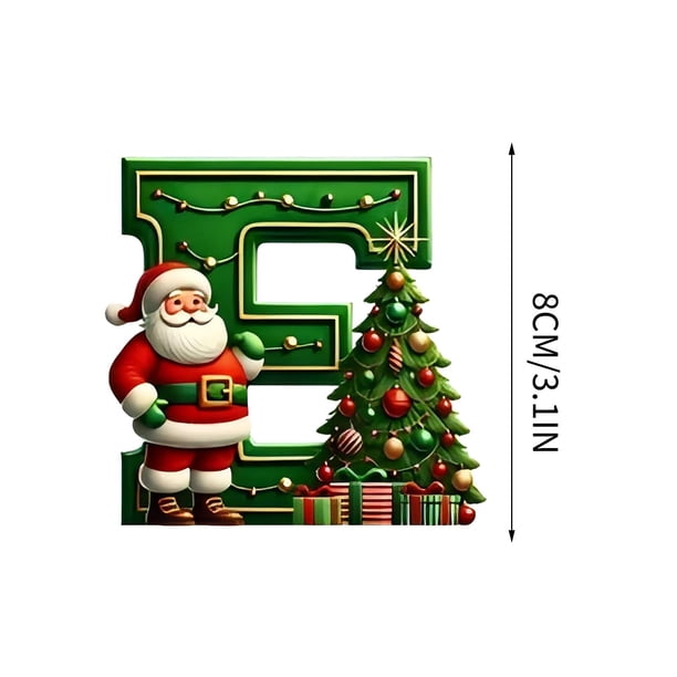 Adorno navideño personalizado con letras para árbol de Navidad - Colgante acrílico de 8 cm con diseño de gorro de Papá Noel | Decoración navideña DIY para el hogar, el árbol y regalos | Juego de 1