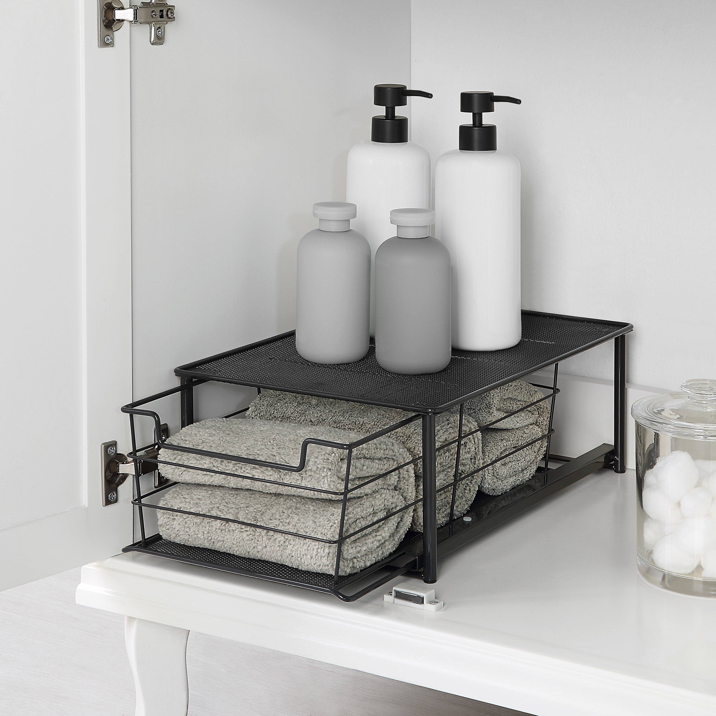 (2 pack) Mainstays Small Stackable Slide-Out Drawer Organizer, Black