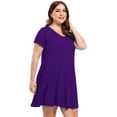 thumbnail image 2 of VEPKUL Womens Plus Size Dresses with Pockets Casual Short Sleeve Dress Loose A Line Flowy Swing DarkPurple_3X, 2 of 8