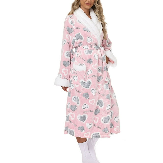 Taylonsss Womens Winter Robe Soft Comfortable Thickened Long Sleeve Home Loungewear Cozy Sleepwear