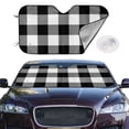 thumbnail image 3 of Lsque White And Black Plaid Car Windshield Sun Shade | Accordion Folding Style Auto Shade for Car Truck SUV Van | Blocks UV Rays Sun Visor Protector | Small, 3 of 7