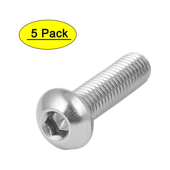 M8x30mm 316 Stainless Steel Fully Thread Button Head Hex Socket Cap Screw 5pcs