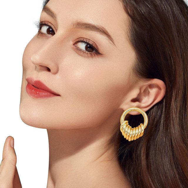 WILLBEST Aretes De Titanio Para Mujer Pendientes Dorados Estilo Retro De Tubo Hueco Francés De Moda, Pendientes De 9 Tubos Para Mujer.