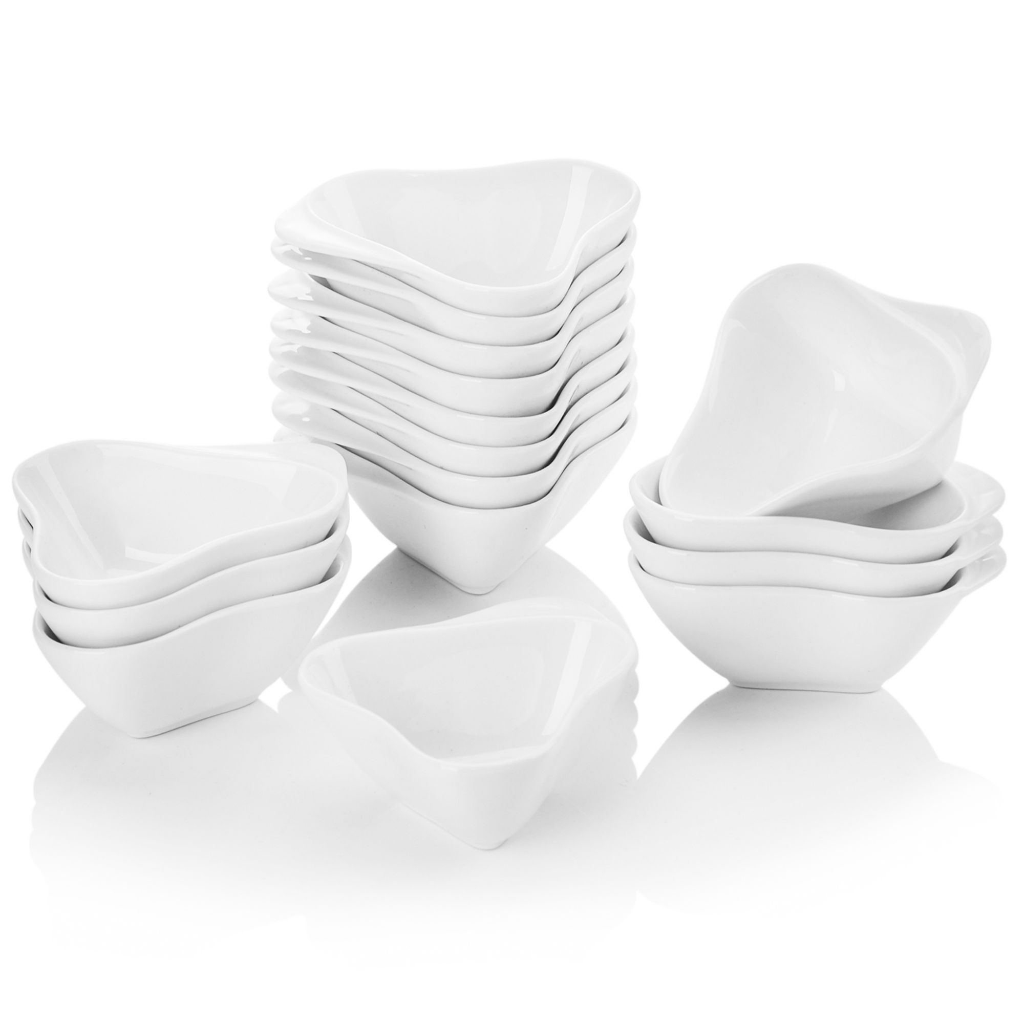 MALACASA, Series Ramekin, 16 pieces Mini Ramekins Ivory White Porcelain